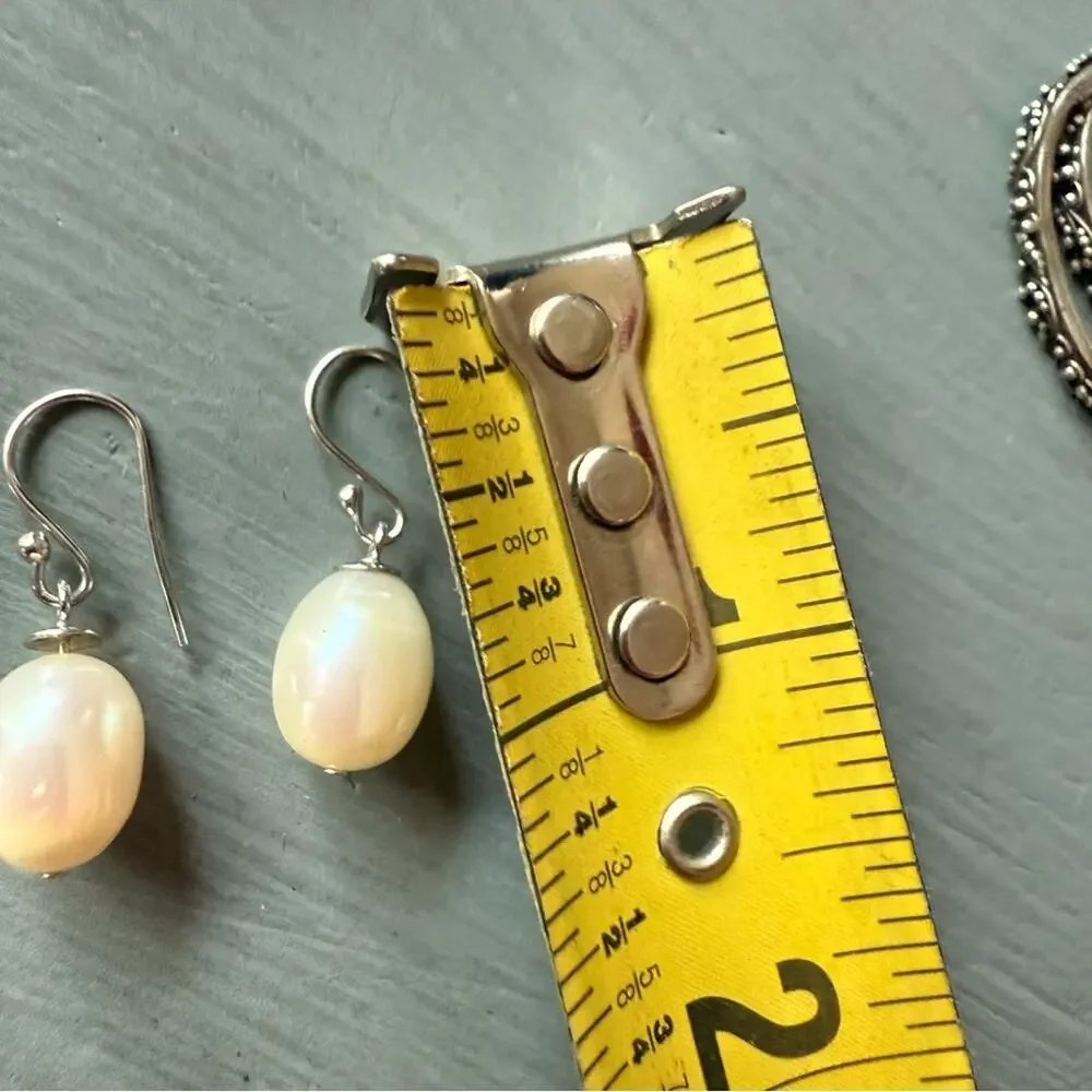925 Sterling Silver Pearl Drop Earrings